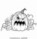 Grin Outlined Lantern Pumpkin sketch template
