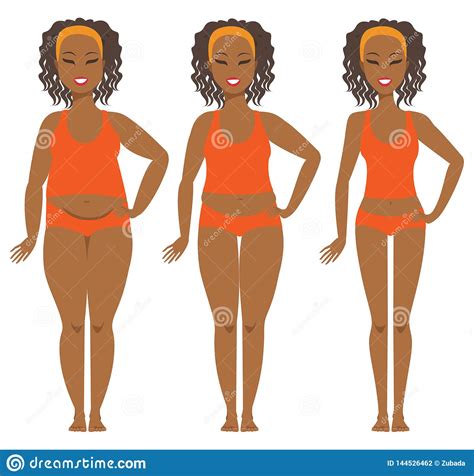Woman Weight Loss Transformation Stock Vector