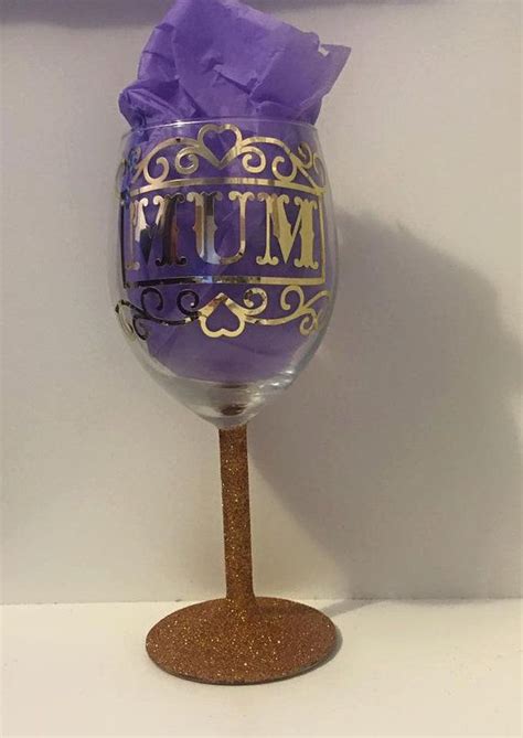 Mum Glitter Wine Glass Mothers Day T Present
