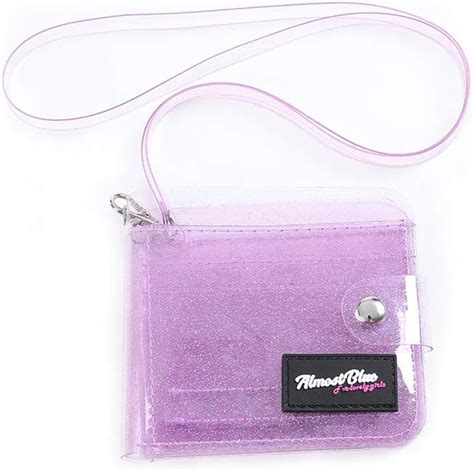 clear wallet glitter jelly wallets transparent bifold id card wallet  hanging rope amazon