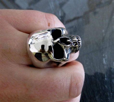 solid sterling silver heavy skull ring keith richards   etsy