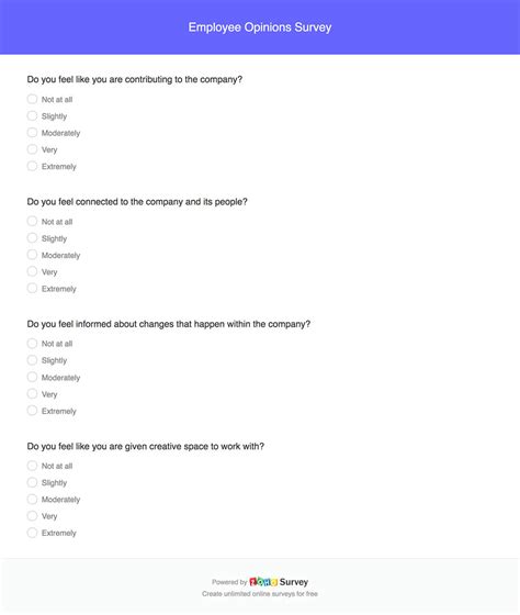 employee opinions survey ready  questions  template