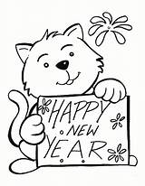 Coloring Year Happy Drawing Pages Kids Printable Cute Cat Buddy Drawings Card Christian Print Color Years Colouring Sheets Bears Colour sketch template