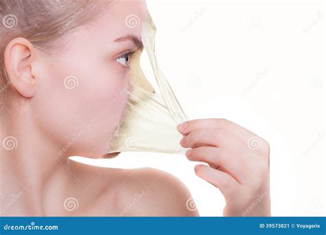 face profile woman in facial peel off mask peeling beauty body skin