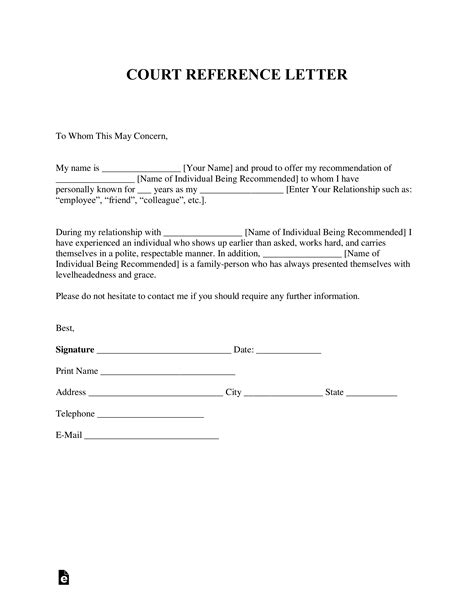 character reference letter  court template samples