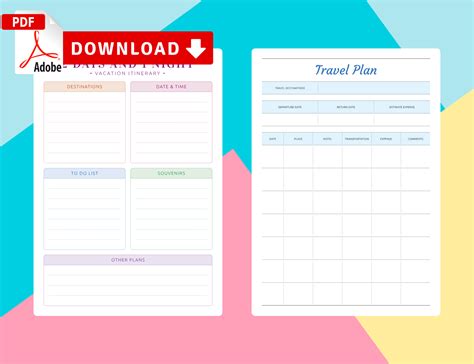printable itinerary template