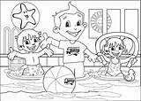 Pool Coloring Kids Pages Swimming Colouring Template sketch template