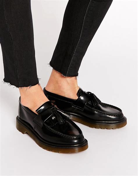 dr martens dr martens adrian black leather tassel loafer flat shoes