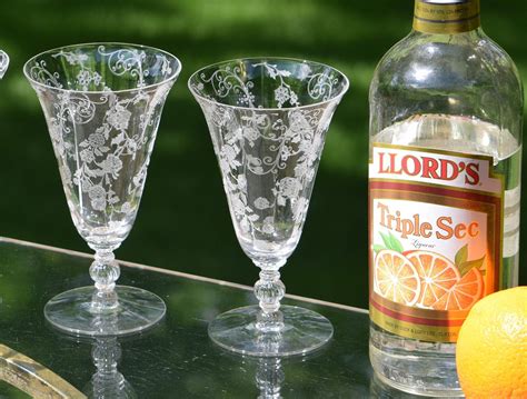 vintage etched crystal cocktail glasses set of 4