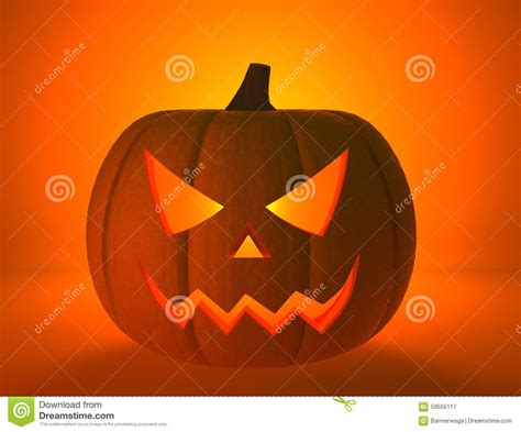 de pompoen van halloween met eng gezicht stock illustratie