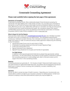 fillable  printable counselling contract template fax email print