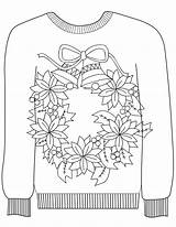 Sweater Ugly Coloring Christmas Wreath Pages Sweaters Colouring Motif Printable Drawing Paper Nutcracker sketch template