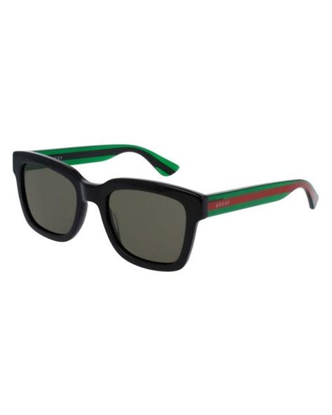 gucci velvet rectangular frame acetate sunglasses in black green green