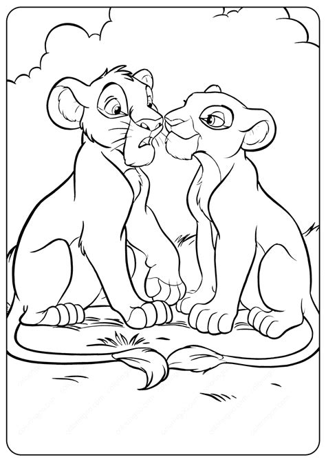 lion king young simba  nala coloring pages