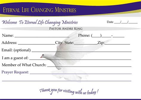 church visitor card template word