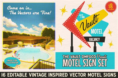 Vintage Motel Sign Set ~ Graphics ~ Creative Market