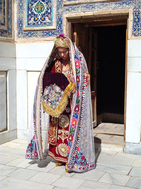 Central Asia Portrait Of An Uzbek Bride Wearing