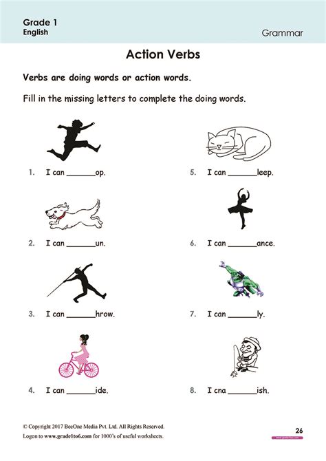 verbs worksheets   grade class ib cbseicsek