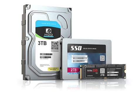 hard disk drive hdd solid state drive ssd and ssd m2 isolated on white