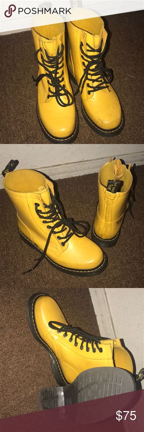 martens bright yellow  martens rain boots boots