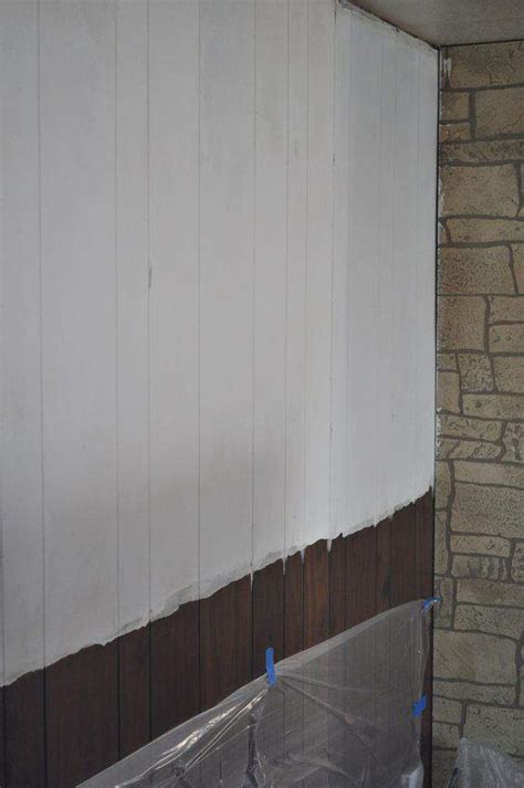 wood paneling makeover aged plaster treatment
