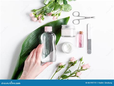 oil  cream  nail care  spa top view stock image image
