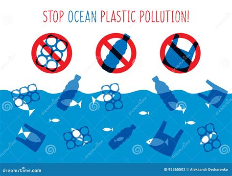 stop ocean plastic pollution vector illustration stock vector illustration  ocean messy