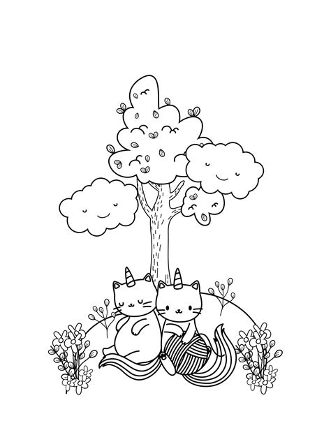 unicorn cat printable coloring book  pages etsy uk