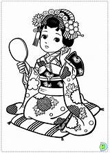 Japanese Coloring Pages Colouring Dolls Dinokids Girls Girl Doll Geisha Printable Adult Drawings Close Book Istockphoto sketch template