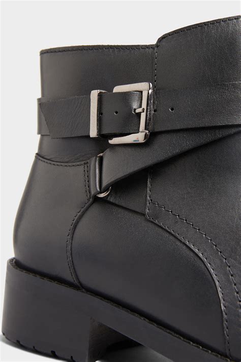 black leather buckle ankle boots  extra wide fit  clothing