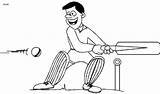Cricket Coloring Pages Printable Sport Batsman Overjoyed First Time sketch template