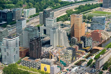 overflightstock zuidas city center amsterdam netherlands aerial aerial stock photo