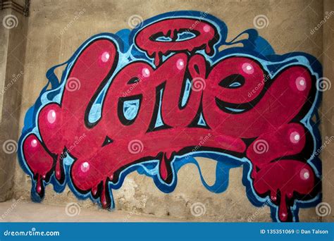 graffiti  word love   wall editorial stock image image