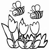Coloring Bee Pages Bumble Honey Tulips Spring Clipart Drawing Printable Flowers Flower Bees Couple Kids Cute Colouring Color Transformers Cartoon sketch template