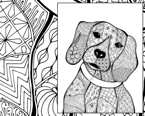 zentangle dog colouring page animal colouring zentangle