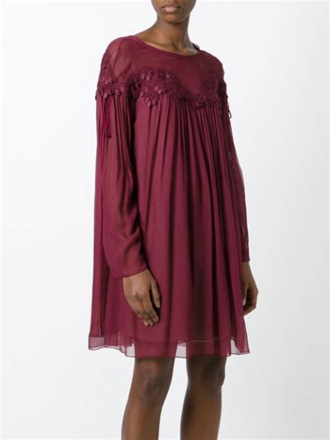 Shop Pink Chloé Cherry Guipure Dress With Express Delivery Farfetch