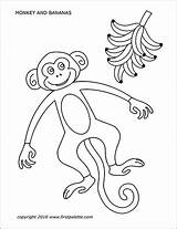 Monkey Printable Coloring Bananas Firstpalette Pages Templates sketch template