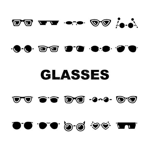 Eye Glasses Frame Fashion Icons Set Vector Stock Vector Illustration
