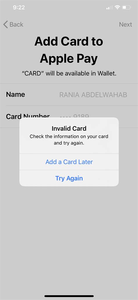 When I Try To Re Add Visa Card The Follow… Apple Community