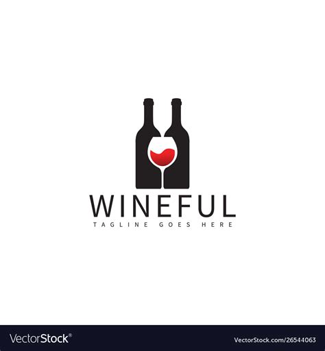 Wine Bottle And Glass Logo Design Template Vector Image