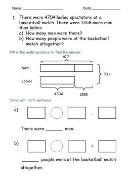 addition subtraction worksheets  steps word problems   grade