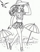 Coloring Pages Beach Barbie Girl Girls Kids Vacation Printable Color Popular Print Getcolorings sketch template