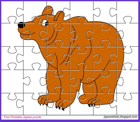 printable jigsaw puzzle game bear jigsaw puzzle