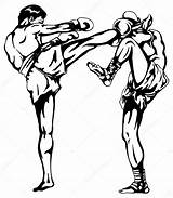 Thai Muay Boxing Boxe Kickboxing Kickboxen Thaiboxen Boxeo Chutar Ai Vetoriais sketch template