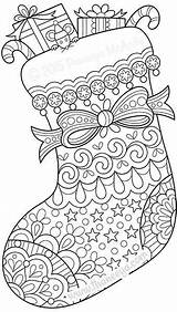 Coloring Christmas Stocking Pages Adult Thaneeya Color Printable Colouring sketch template
