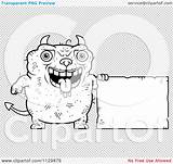 Devil Ugly Outlined Sign Coloring Clipart Vector Cartoon Cory Thoman sketch template