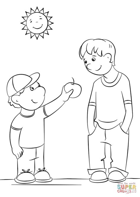 showing kindness coloring page  printable coloring pages