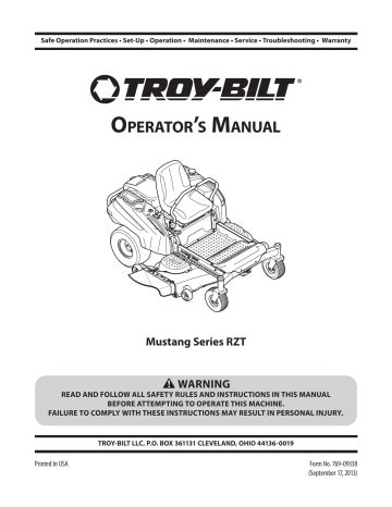 troy bilt arcacp  turn mower operators manual manualzz