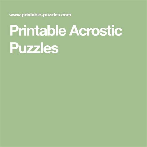 printable acrostic puzzles   acrostic puzzle books  puzzles