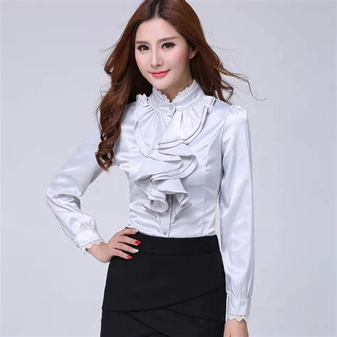 Buy 2018 Big Size Silk Satin Blouse Formal Blouses